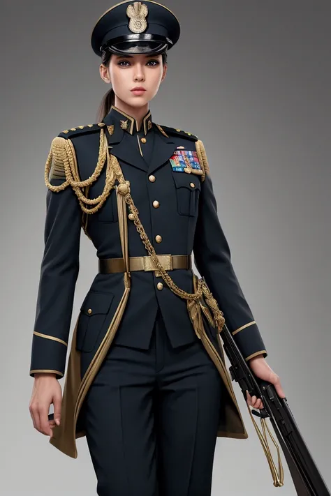 tall slim skinny full-length military uniform award officer