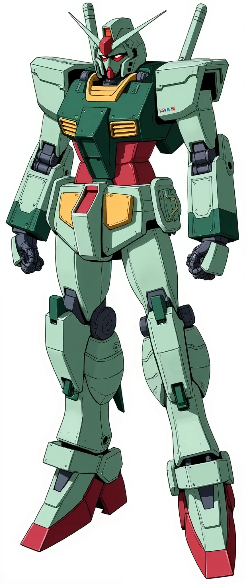 (masterpiece:1.2,Exceptional Quality,Mirror-like, cinematic experience, best illustration ,Super detailed),8k,wallpaper,( robots),( aircraft influenced by Mobile Suit Gundam),(Background is white),(Twin Eye),(Detailed face),(Front View),(Avant-garde expectations ),(green and gray aircraft:2.0),(Massive:2.0),(Full Armor:2.0)