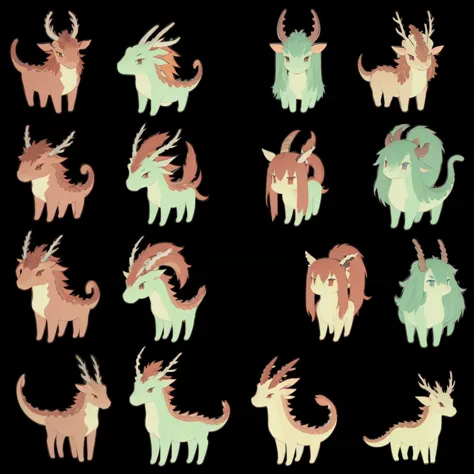 
 has horns growing from the head 、 manes 、Long neck,A dragon with short legs、
