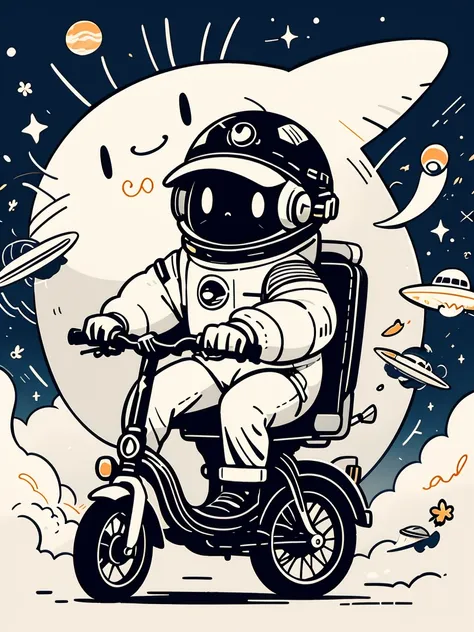 cinematic film still a visually striking chibi-style astronaut is depicted with remarkable detail, wearing a black tinted visor ...