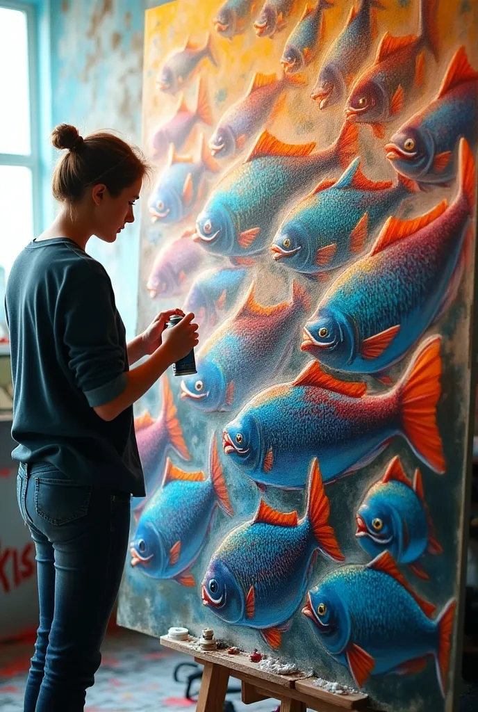 Spray painting of fish
