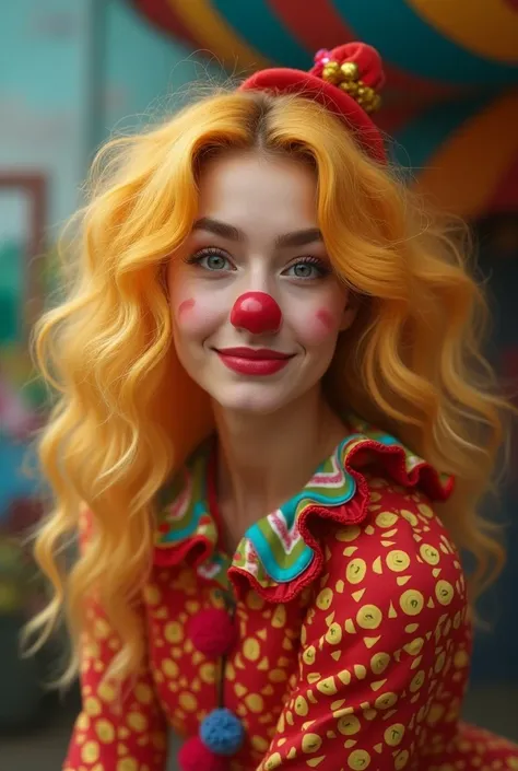  Dazzling 18-year-old blonde woman, Who dresses as a clown  