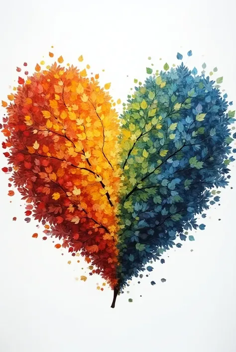 Four seasons, winter, summer, autumn, spring, Heart shape