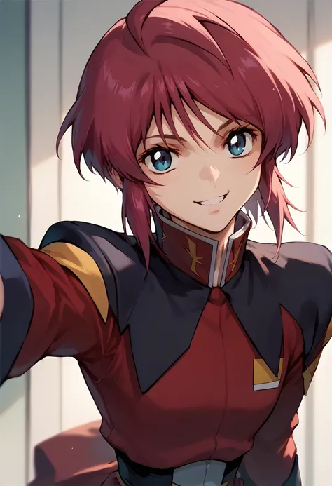 gundam seed　lunamaria hawk　 selfie　smile　uniform