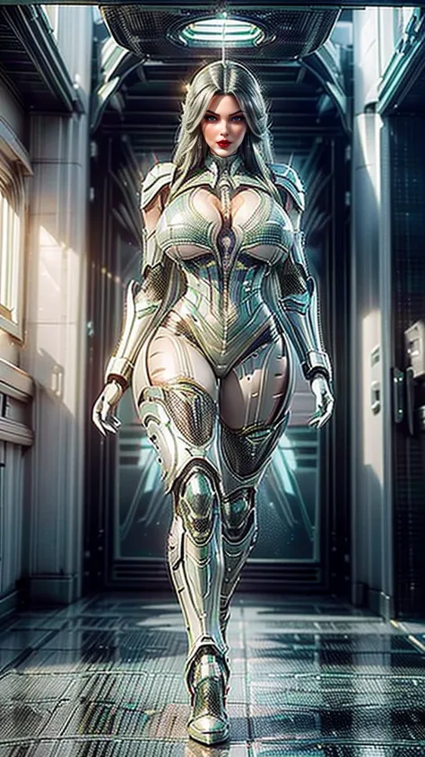 ( a girl, Alone, Alone), ( super detailed face ), ( long black hair: 0.8), ((PHOENIX HEAD :1)), (big buttocks, huge fake breasts:1.5), ( cleavage:1.3), (Muscular abs:1.2), (MECHA GUARD ARM:1.3), ( WEARING BRIGHT EMERALD GREEN CLOTHES CYBER ARMADA MECHA ,  ...