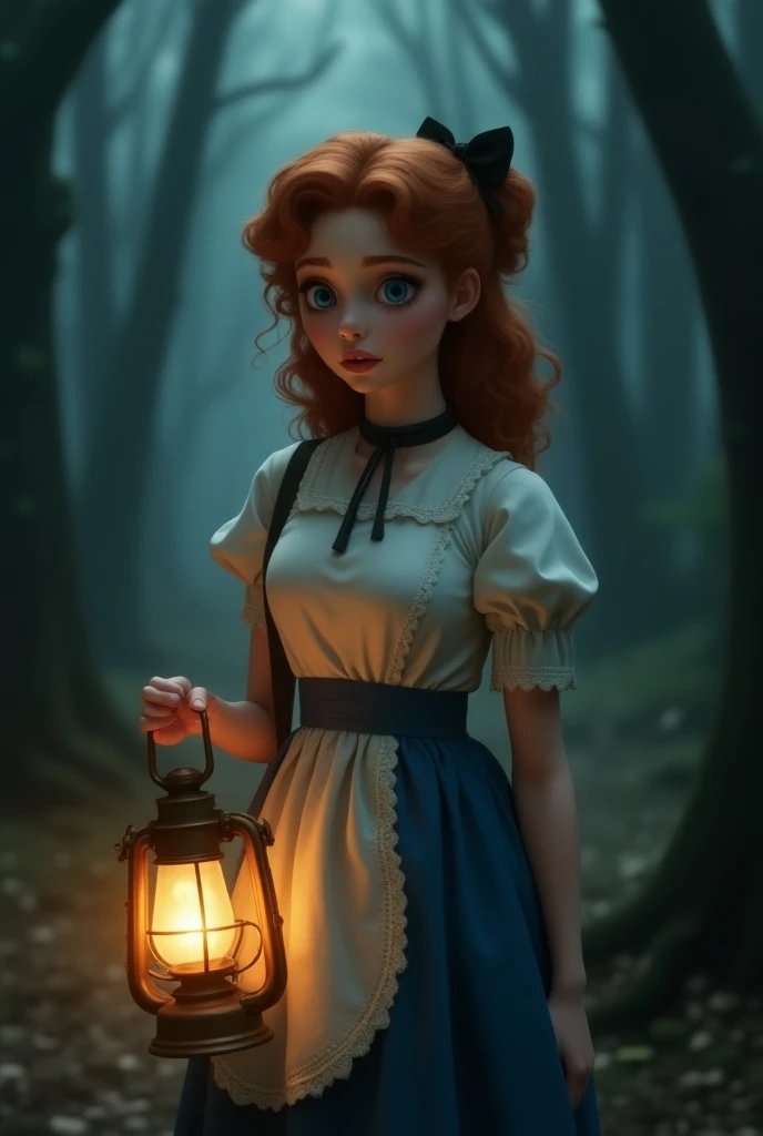 It was 1884,I was a simple girl Who lived in a small village and i was .*

*i was a young woman living in a small village,yet for some reason i woke up here only with a bag and a Lantern in this forest*

*I am wearing a white short-sleeved blouse with a pe...