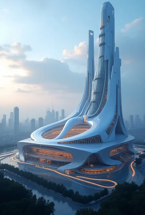 A futuristic stadium inside

