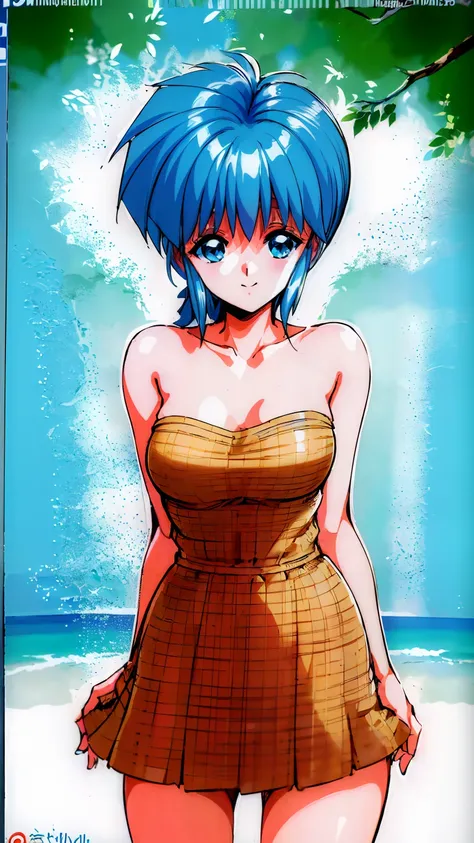 ( best quality , 8k, 32k, masterpiece,  ultra high resolution:1.2), blue hair,  short hair, saki nijino, completely naked, small...