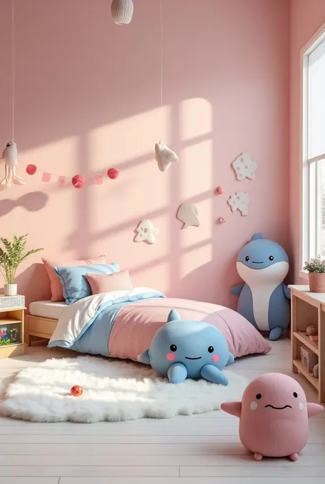 Make a cute pink room with cute shark decor