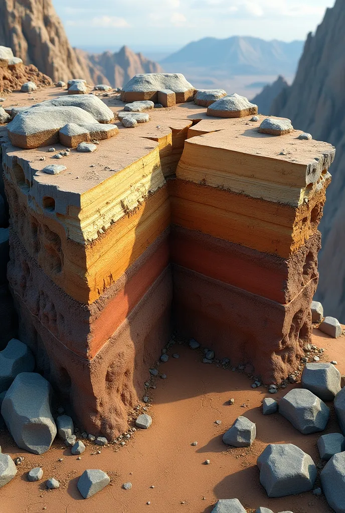  Block that has an inverse fault in 3d, structural geology  