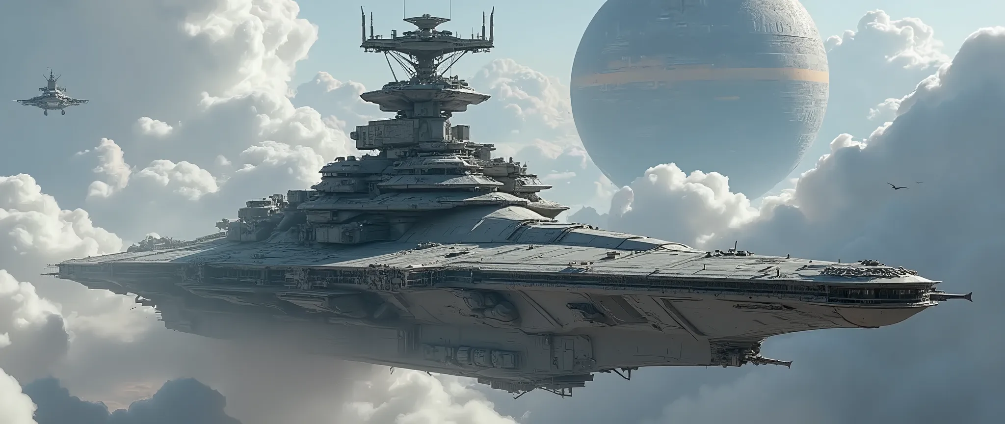 epic graphics 16K, masterpiece, best composition, The quality is very detailed..,  artwork , , hostile appearance, landscapes of the planet Coruscant, Unbelievable Fantasy, 4000 year, distant galaxy, alien organisms, close-up of a heavy superdreadnought of the imperial navy