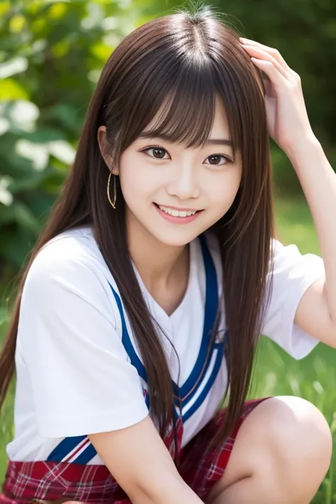 high quality masterpiece, 8k, , japanese girl,  raw photos,      winner portrait smile face, 笑face, alone, uniform, summer cloth...