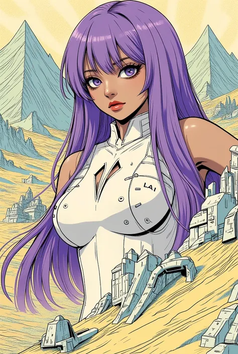 ((best quality)), ((masterpiece)), (detailed), perfect anime waifu girl face, her name is lovelot, she has long straight purple ...