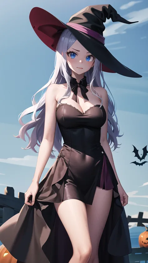 masterpiece, best quality, highres, aamira, long hair, halloween dress,