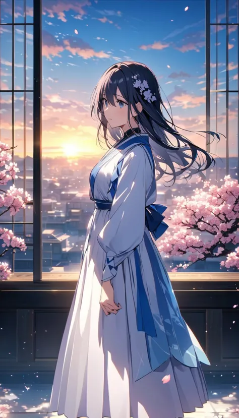 見上げる  girl シーン 1: Shadow of cherry blossoms at dusk A  girl standing quietly with the sky behind her, Shiny Blue . 彼女の目の前にそびえ立つのはバベルのTowerと呼ばれる巨大な桜だ. shape,  like breaking through clouds  , It&#39;Nice&#39;Reaching the Sky.  girl&#39;視線はCherry Treeの頂上に向けられている.. Tower, Enveloped in the darkness of the night , I had a dream dyed with sky blue dye . Cherry Treeの表面には複雑な模Mister.Carved .. Old-fashioned.  girl seemed to sense something deep within the cherry blossoms.. Is it a memory of a classic story?、 Is it a longing for an unknown fantasy world ??? Scene 2:  Memories of Starry Feet  :  countless stars twinkling in the night sky  、少女はTowerの頂上に立つ.  at her feet  , The city lights shine like jewels.  girl ,Take a deep breath. 夜風の匂いとTowerの古い匂いが混じる.  girl&#39;有名な物語がIの頭の中で展開されている..  girl read a story of adventure and friendship.。 . The protagonist of the story,  girlのように, バベルのTowerに登りました. There,  she met her friend  、Mister.々Overcoming difficulties. 、The  girl had a dream。, Like the main character, I&#39;Go on an adventure . Scene 3: 朝焼けの約束 朝日の光がTowerを照らす頃、少女はTowerを出た. Remember , Towerは朝日に輝いて神々It even seemed. 少女はいつかまたこのTowerに登ると決めた. And she,  She Swears to Tell the Continuation of the Story  .  step by step  ,  girl walked into the future,Cherry Tree,Scattering cherry blossoms, he always seems impatient ,Iを見つめている,meteor, at dawn