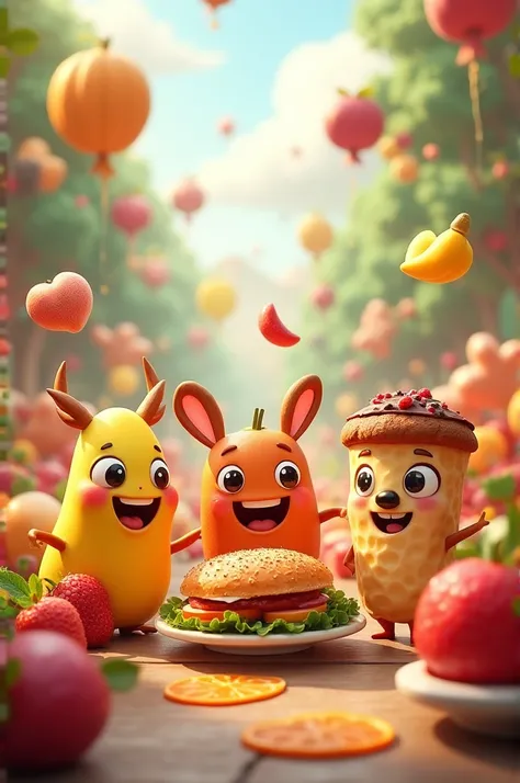 An animated picture of each food 