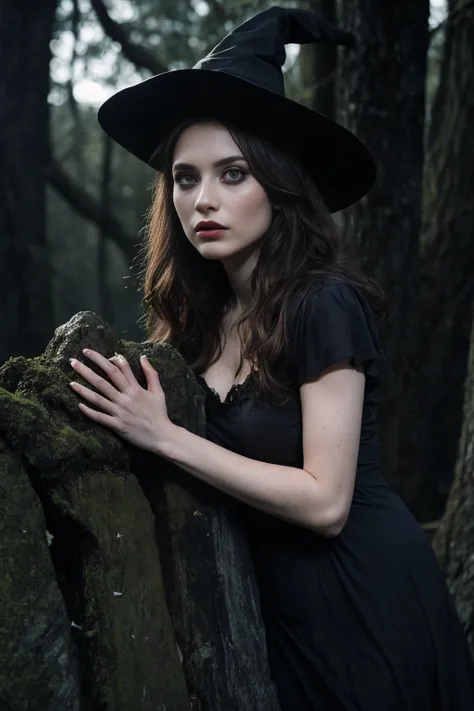 beautiful witch , in darkness forest