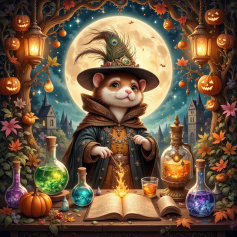 amidst autumn’s embrace where foliage and whispers intertwine, lies the hidden nook of an inquisitive ferret, an intrepid alchem...