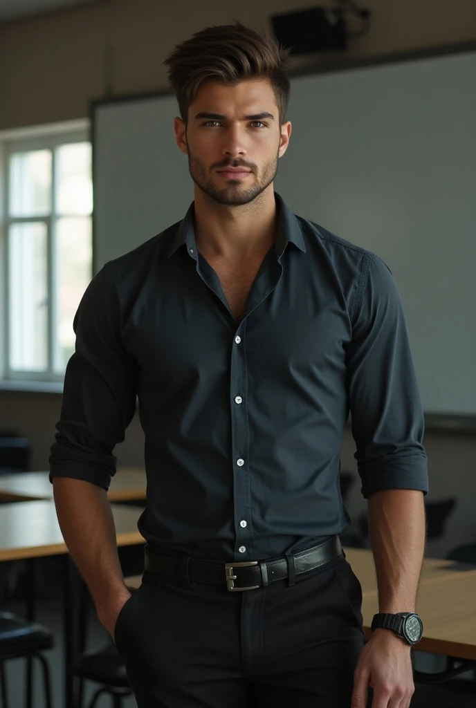 You meet a sexy and manly young teacher with great sex appeal 