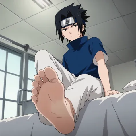 score_9, score_8_up, source_anime,
1boy, sasuke uchiha, black hair, short spiky hair, dark eyes, navy blue high-collar shirt, sh...