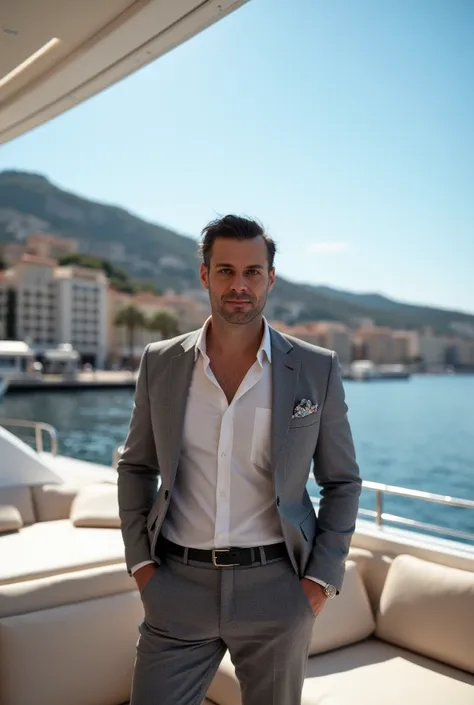 a handsome gm42 millionaire on his private yacht in monaco