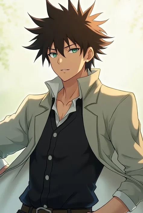 Shuichiro Kamiyama is a dynamic young man of average height, characterized by his spiky brown hair that adds a playful edge to his otherwise noble appearance resembling Ikki Kurogane from The Failed Knights Cavalry. His striking jade eyes seem to gleam wit...