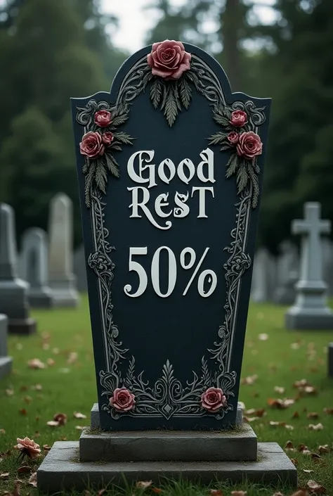  Create a discount coupon from a cemetery called "Good rest "  for the sale of caskets ,  the coupon must be 50 %  on All Souls Day 