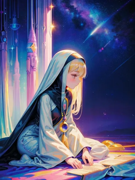 The Cosmic Echoes, Quiet Moments, Quiet Dawn, Astral Traveling, Journey Into Love, Cosmic Funk, Love Beams, Starlight and You. dreamy atmosphere, future dream art, Mysterious Space, The mysterious world of space, Night Flower, Psychedelic Art. "Nun praying...