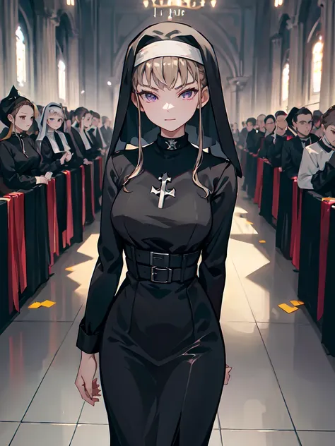 def versia*, long sleeves, ((nun)), habit, nun, habit, dress, black dress, long dress, catholic , thank you, short hair, braided...