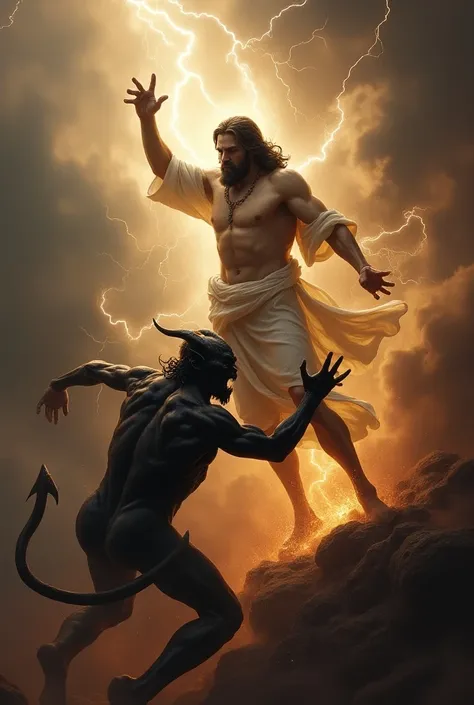 Jesus Christ beating up the devil