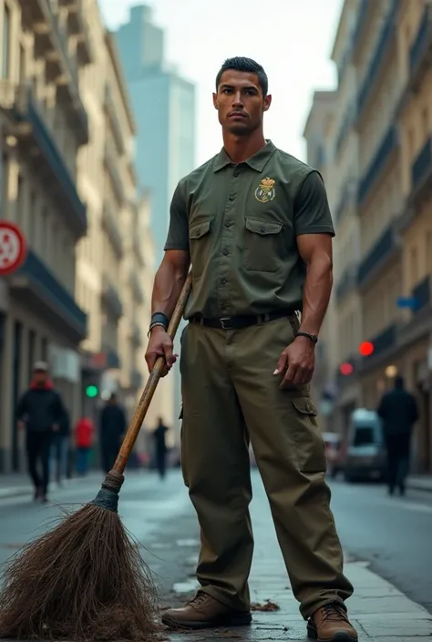 Cristiano Ronaldo works as a street cleaner