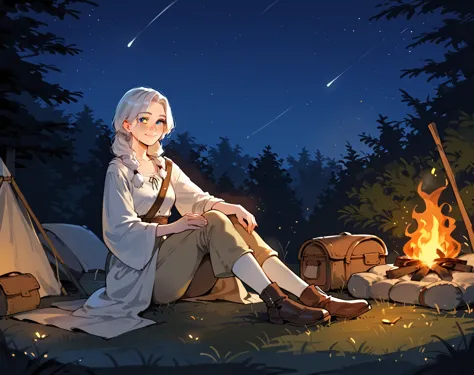 score_9, score_8_up, score_7_up, score_6_up, score_5_up, score_4_up, {{solo, anime, cowboy shot, campfire, camp, night, nightsky...