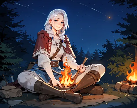 score_9, score_8_up, score_7_up, score_6_up, score_5_up, score_4_up, {{solo, anime, upper body, campfire, camp, night, nightsky,...