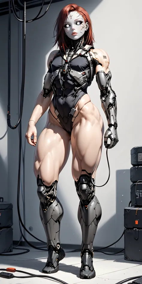 score_9, score_8_up, score_7_up, photo, photorealistic, gorgeous sexy muscular (skinny) cyborg girl, (white eyes, black sclera:1...