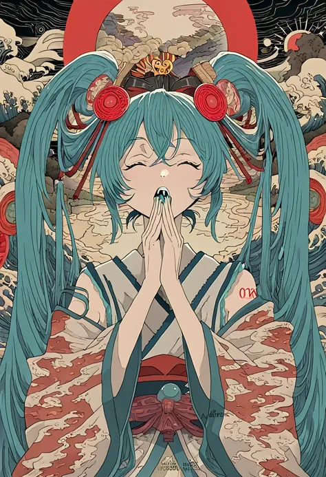 (8k)  ultra high level quality ８ｋ　 avant-garde art realistic direction 　 studio ghibli's new anime 　 hatsune miku　ukiyo-e pop ar...