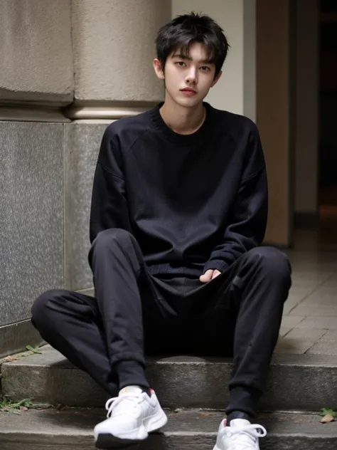 handsome boy,20yo,sneaker,sweater,