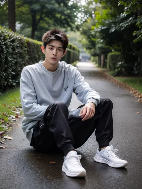 handsome boy,20yo,sneaker,sweater,