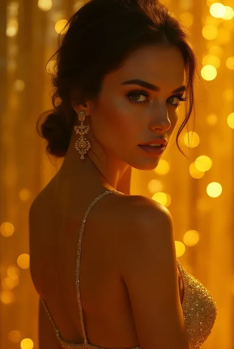 sexy woman on a gold background