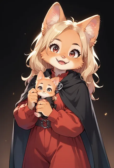 score_9, score_8_up, score_7_up, 1girl, alone, little fox, baby, furry, diane foxington, with hair, blonde hair, long hair, red ...