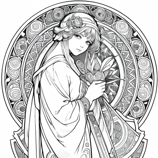 mucha、line art