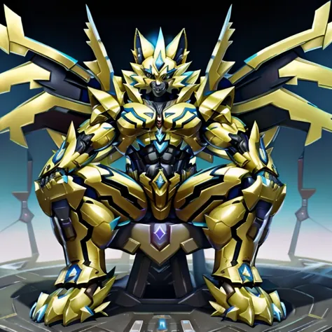 (zeraora, 8k), (zeraora's giant robot, powered exoskeleton with the same design as zeraora), (masterpiece, highres) (detailed he...