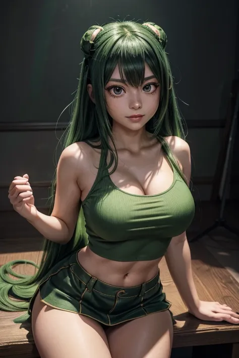 tsuyu asui, a captivating young girl from “my hero academia,” is depicted with stunning detail and realism. her vibrant green ha...