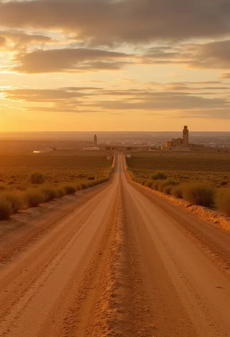 a long, empty road stretches endlessly into the horizon, winding through a vast, arid landscape beneath a sprawling western sky....