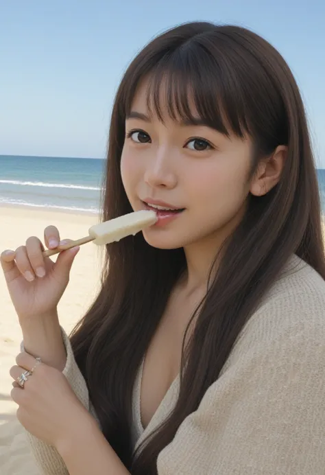  mature woman who deliciously licks her tiny penis on a stick,Very bewitching, beautiful, and luscious 、The popsicles melted and ((Sticky with semen that has melted out of her chest ))、A large amount of saliva from my tongue ,(Asian、 Japanese high school g...