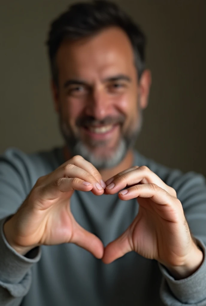 a man making a heart with his hands 
