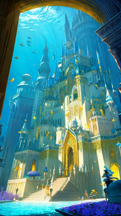 underwater palace,beautiful,best quality,masterpiece,undertale