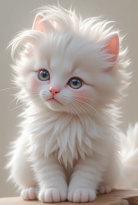 (( highest quality, 8k, masterpiece :1.3)),  semi-transparent fur kitten with cute round eyes、beethoven hairstyle