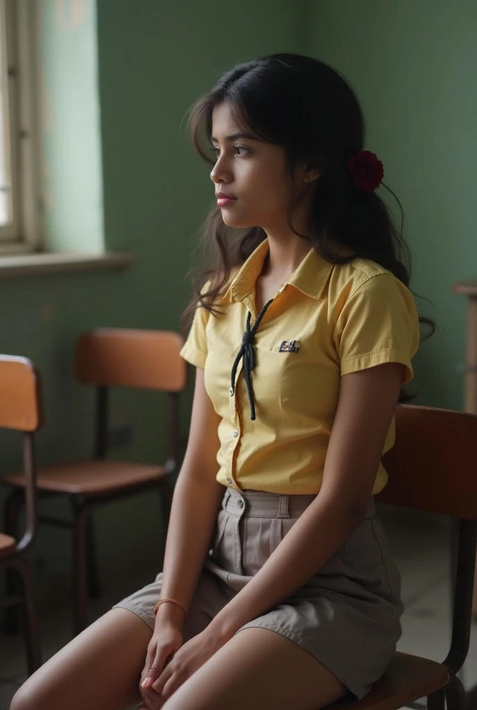 Real photo. An Indian school girl under the age of 13 was sitting alone in her classroom in her school uniform. She was spreading her thighs so that panty was visible between her thighs. Her immature little breasts swell. Want full nude photos of her with ...