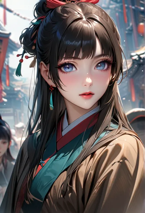 {FEMALE, WOMAN, YOUNG ADULT WOMAN} absurdres, highres, ultra detailed, HDR, master piece, best quality, extremely detailed face and eyes, perfect face, realistic face, beautiful eyes, MaoMao,{WAIST SHOT}