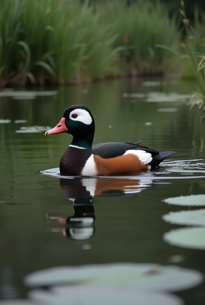 Cauquén bird swimming in a pond